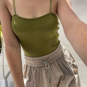 open edit green body suit